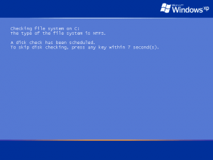 Chkdsk Prompt on a Windows XP Machine