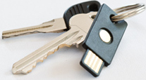 A Yubikey on a keychain